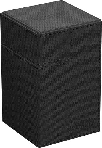 Estuche Ultimate Guard Flip'n'Tray 100+, para 100 cartas con fundas dobles de TCG + bandeja para dados, negro, cierre magnético independiente y