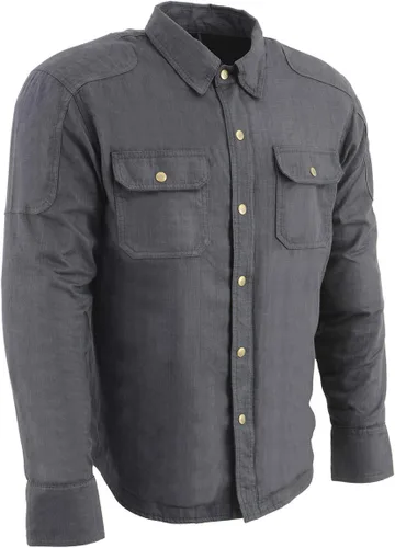 Milwaukee Leather MPM1622 Camisa de manga larga para hombre, color negro, cerosa, CE blindada, de mezclilla, reforzada con fibras de aramida