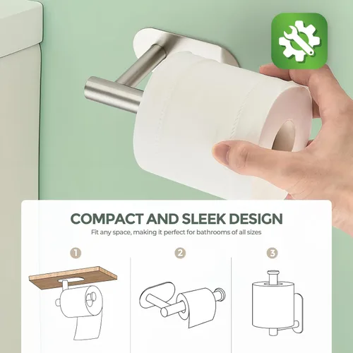 Miniatura 7 de Paquete de 2 soportes adhesivos para rollos de papel higiénico - Acero inoxidable SUS304 níquel cepillado, soporte para papel higiénico a prueba