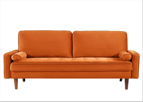 Miniatura 27 de Container Furniture - Sofá de piel sintética para la sala de estar moderna con cojines extraíbles y patas de madera maciza, sofá estilo lujoso