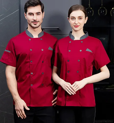 Miniatura 4 de Chaqueta de chef unisex de doble botonadura con espalda completa, ligera, con costuras de color, uniforme de chef