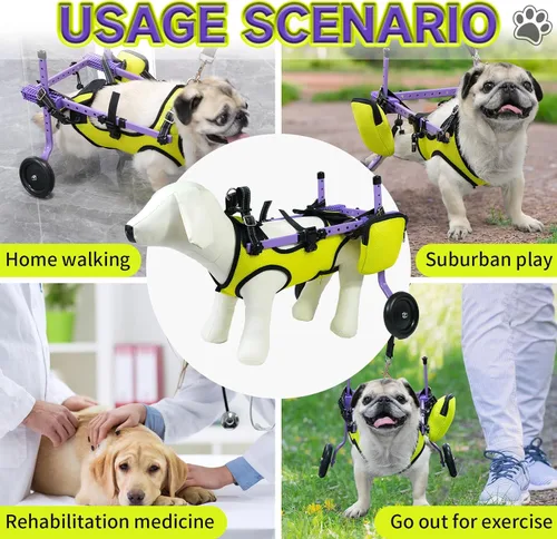 Miniatura 4 de Silla de ruedas para mascotas para patas traseras, adecuada para patas traseras, silla de ruedas para perros discapacitados, movilidad para caminar