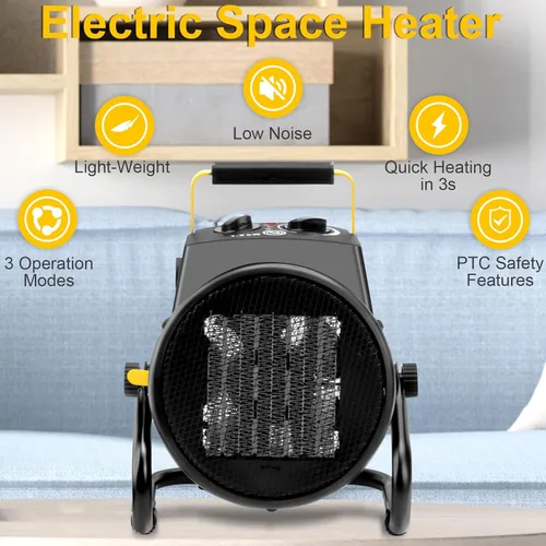 Miniatura 7 de Calentador de garaje portátil de 1500 W, calentador eléctrico para exteriores con calentamiento rápido y protección contra sobrecalentamiento