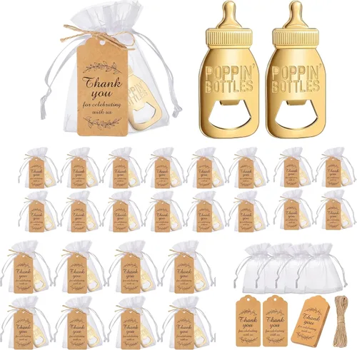 Miniatura 9 de CHENGU Abridores de Botellas Pop para Baby Shower, Recuerdos de Regreso para Invitados, Decoraciones de Abridor de Botellas y Souvenirs con Bolsas