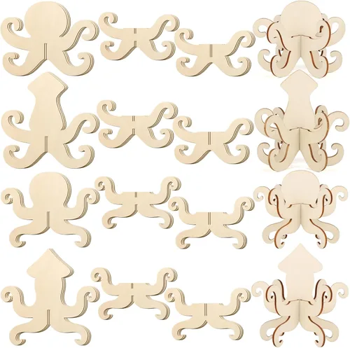 Miniatura 17 de COCHIE Manualidades de madera de primavera de flores 3D para pintar, rebanadas de madera sin terminar pintables para manualidades, recortes