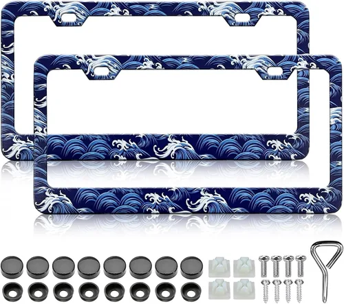 Miniatura 20 de LIN KANG Marcos de Matrícula con Azulejos Mexicanos - Paquete de 2 Marcos de Placa de Matrícula Estilo Mandala Boho para Mujeres y Hombres