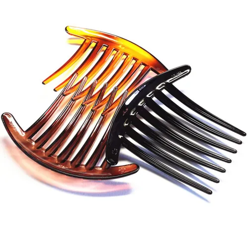 Peine de pelo lateral de plástico para mujer con siete dientes, juego de 6 (3 colores, cada 2 piezas)