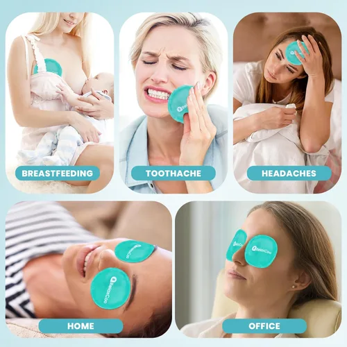 Miniatura 4 de RelaxCoo Máscara de hielo para cara y ojos para ojeras e hinchazón, compresa fría y caliente, paquete de mascarilla facial de gel frío refrescante