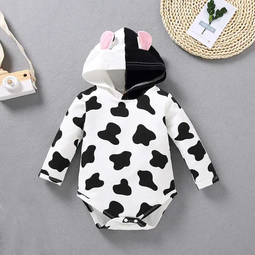 Miniatura 2 de Enterizo de manga larga para bebé overol de manga larga con estampado de vaca lechera ropa con capucha