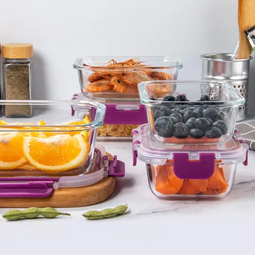 Miniatura 5 de UMEIED - Paquete de 10 recipientes de vidrio para almacenamiento de alimentos con tapas, recipientes herméticos sin fugas para comidas preparadas