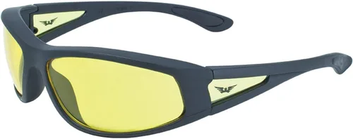 Global Vision Eyewear Integrity 2 ANSI Z87.1+ - Gafas de seguridad para motocicleta, montura negra y lentes amarillas