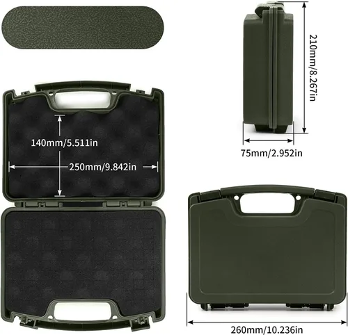 Miniatura 7 de VicBre Estuche rígido para pistola para pistolas, 10.2 x 8 x 3.2 pulgadas, caja de pistola de mano duradera con insertos de espuma para pistolas