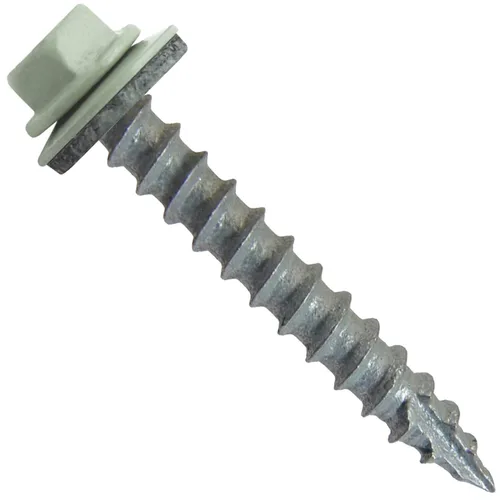Miniatura 14 de Tornillos de metal para techos n.º 14 x 1-1/2 pulgadas, cabeza hexagonal de arandela de piel de buque Tornillo de techo de chapa metálica. Buckskin