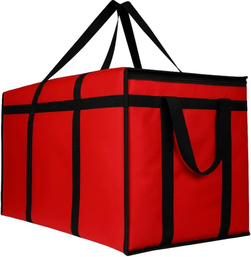 Miniatura 13 de musbus - Paquete de 2 bolsas de compra aislantes XL, rojas, reutilizables, de alta resistencia, con cierre, plegables, para compras, para coche