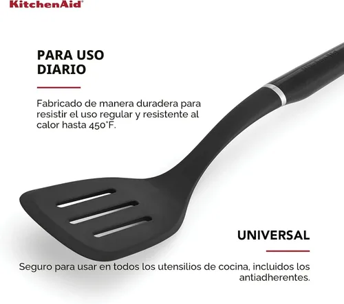 Miniatura 3 de KitchenAid Espátula ranurada clásica de nailon, 13.66 pulgadas, color negro