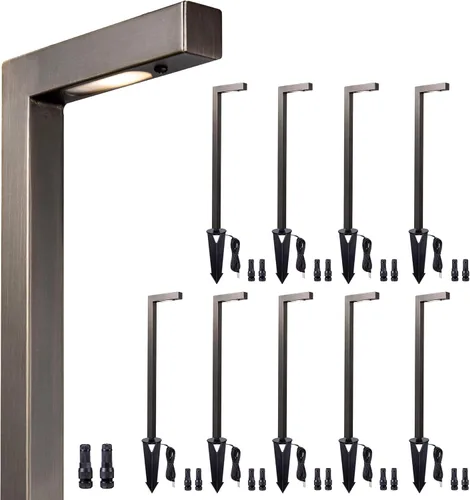 Miniatura 31 de Gardenreet Luces de camino de paisaje de latón, luces de camino de bajo voltaje de 12 V con cable, luces de jardín al aire libre LED impermeables