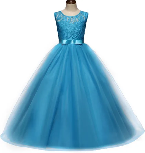 Miniatura 24 de Vestido Yaphyee largo, de princesa, con flores, formal, para boda, dama de honor, para fiesta, para niña