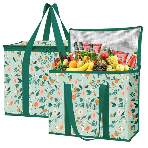 Miniatura 14 de musbus Paquete de 2 Bolsas Refrigeradoras Aisladas Bolsas de Comestibles Grandes Bolsa Refrigeradora de Compras Tote para Congelador para Viajes