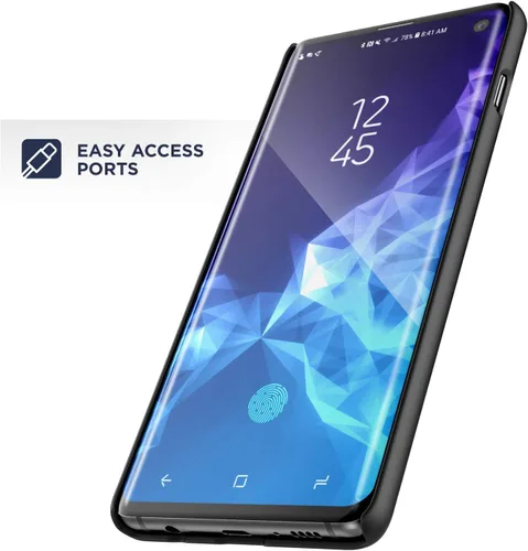 Miniatura 3 de Encased Funda con clip para cinturón Galaxy S10 (2019 DuraClip) Funda de agarre delgada con funda para Samsung S10 (negro)