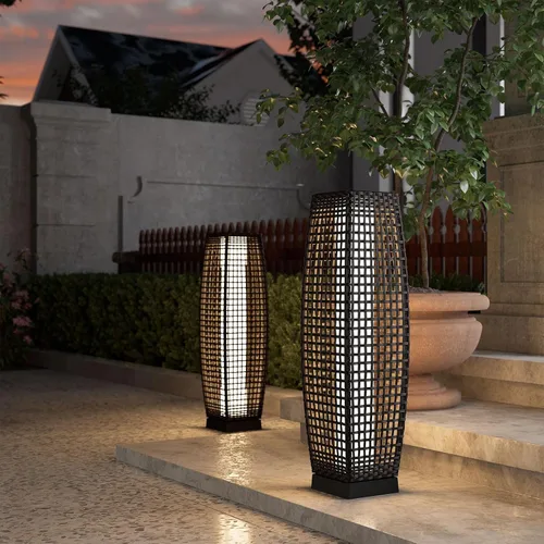 Miniatura 9 de Lámpara de pie para exteriores Grand Patio, lámpara de pie solar, resistente al agua, de mimbre, lámpara colgante para terraza, luces decorativas