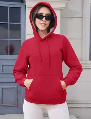 Miniatura 24 de MAGCOMSEN Sudaderas con capucha para mujer, con forro de sherpa, de vellón, para invierno, cálido, pesado, de algodón, con bolsillo
