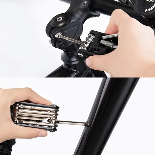 Miniatura 2 de WOTOW Kit de herramientas de reparación de bicicletas y bolsa de sillín de bicicleta, herramienta de cadena de bicicleta 14 en 1, llave hexagonal