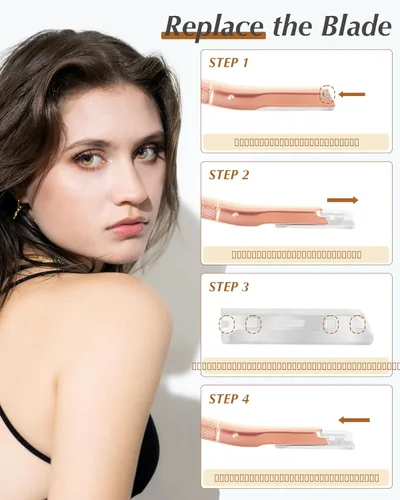 Miniatura 2 de MoHern Dermaplan - Maquinilla de afeitar para rostro profesional, afeitadora facial para mujeres con 40 repuestos de cuchilla, maquinilla de afeitar