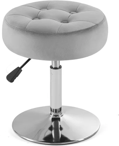 Miniatura 9 de Gitrah Silla de Tocador Negra para Cuarto de Maquillaje Taburete de Tocador para Cuarto de Maquillaje Redondo Acolchado de Cuero PU Silla