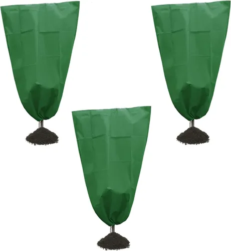 Miniatura 8 de Alpurple Paquete de 2 fundas de invierno con cordón para plantas de gran tamaño, 39 x 63 pulgadas, bolsas cálidas de protección para plantas, manta