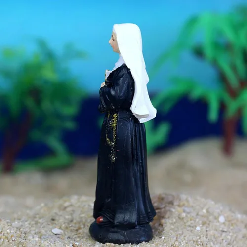 Miniatura 4 de Garneck Estatua de monja Virgen Figuras católicas Estatua de oración Mini escultura católica Figuras Virgen Desltop Escultura Escritorio Rosario