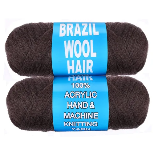 Miniatura 21 de COOKOO 2 rollos de hilo de lana brasileña color negro natural para cabello trenzado de ganchillo, trenzas, torsión, urdimbres, torsión senegalesa