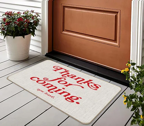 Miniatura 2 de Tapete divertido y moderno con texto en inglés "Thank for Coming Now Leave" (Gracias por venir ahora y dejar), 17 x 30 pulgadas, decorativo