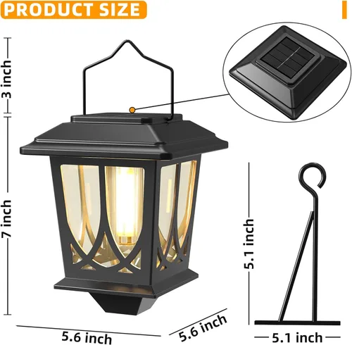 Miniatura 4 de Linternas Solares para Exteriores Impermeables Paquete de 2, Luces LED Solares Colgantes de Vidrio con Encendido/Apagado Automático, Linterna