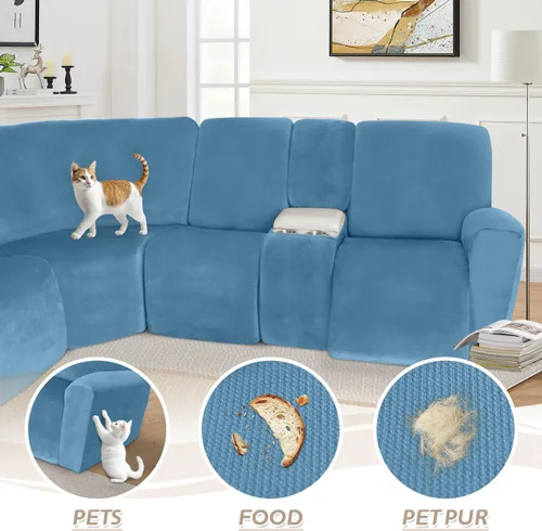 Miniatura 342 de Arfntevss Fundas de sofá seccional reclinable de terciopelo, Funda de sofá seccional de esquina para sofá reclinable, Funda elástica suave