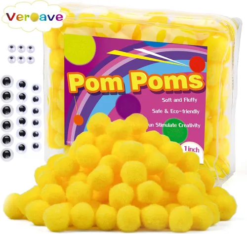 Miniatura 15 de Veroave Pompones azul oscuro, 150 pompones de 1 pulgada para manualidades, bolas de soplo, artes y manualidades, para decoración de manualidades