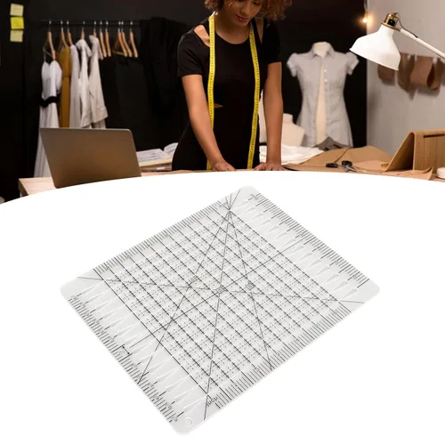 Miniatura 3 de Pssopp Regla de corte con forma encantadora, acrílico transparente, escala precisa, línea de cuadrícula negra, multifunción, regla de colchas, 10.0