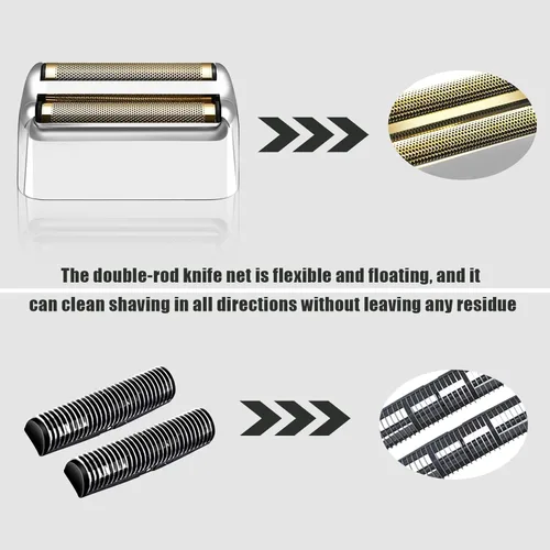 Miniatura 3 de Lámina de repuesto y cortadoras para afeitadora compatible con BaBylissPRO Barberology Double FXFS2 (Plata)