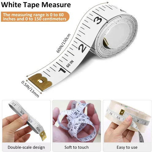 Miniatura 2 de Paquete de 3 cintas métricas corporales de doble escala suave de 60 pulgadas (150 cm), regla flexible de tela de costura y tela de artesanía