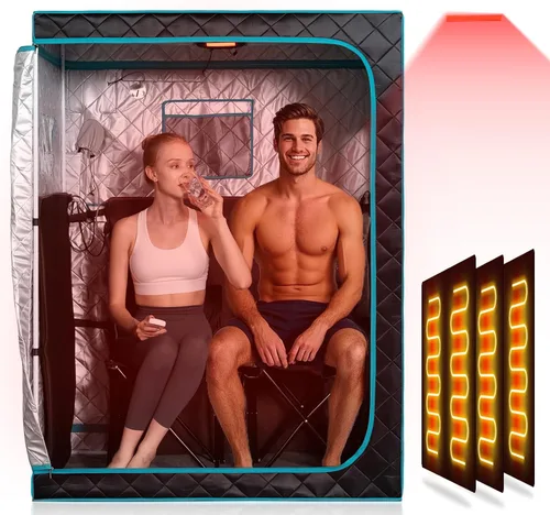 Miniatura 11 de Smartmak Caja de sauna infrarroja portátil con lámpara de terapia de luz roja de 660 nm para el hogar, tienda de campaña de spa de sauna seca