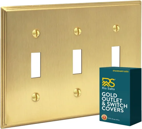 Miniatura 13 de Rio Salto BRASS - Placa de pared moderna de metal dorado para interruptor de luz o cubierta de enchufe, placa de pared para receptáculo individual