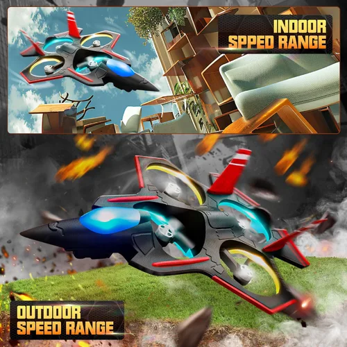 Miniatura 6 de Avión RC sin escobillas BEZGAR con cámara Avión de control remoto de 2.4GHz, drones de giro de 6 ejes para niños, helicóptero RC, caza de combate