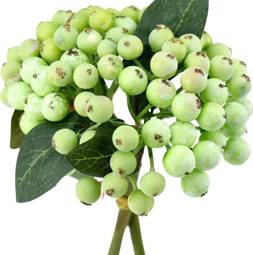 Miniatura 8 de FiveSeasonStuff 10 ramitas de bayas de acebo artificiales verde manzana