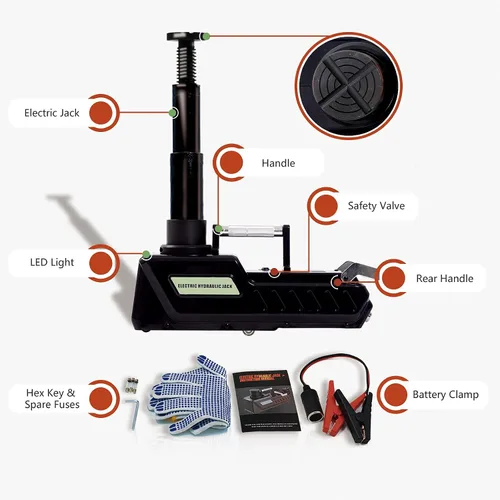 Miniatura 3 de E-HEELP - Gato hidráulico eléctrico de 15 toneladas, gato de piso de camión resistente de 12 V CC con luz LED para RV, SUV, camioneta, sedán