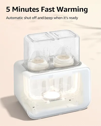 Miniatura 3 de Calentador de biberones para bebé, Grownsy 8 en 1 calentador de leche rápido con temporizador para leche materna o fórmula, se ajusta a 2 biberones