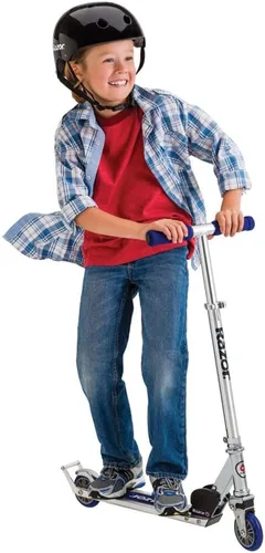 Miniatura 3 de Razor A2 Kick Scooter for Kids Ages 5+ – Wheelie Bar, Foldable, Lightweight, Aluminum Frame, Front Vibration Reducing System, Adjustable Height Azul