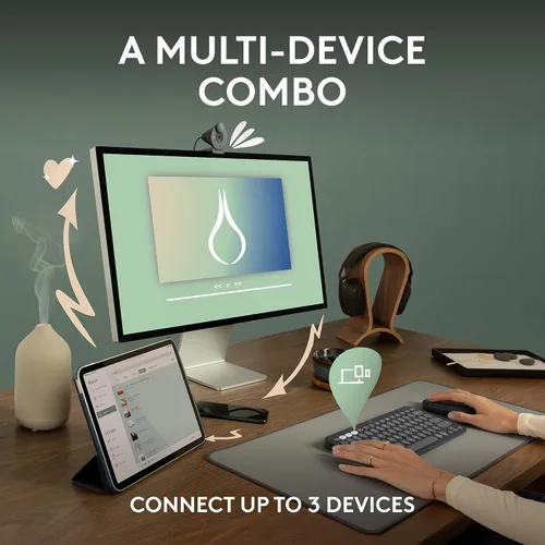 Miniatura 3 de Logitech Pebble 2 Combo, teclado y mouse inalámbricos, silencioso y portátil, personalizable, perno logi, Bluetooth, fácil de cambiar para PC, Mac