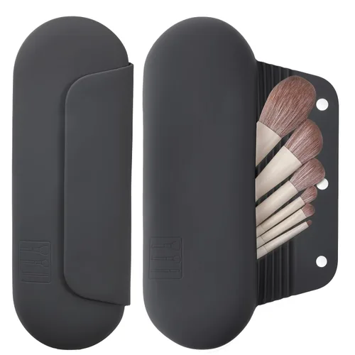 Miniatura 35 de AGIKET Soporte de silicona para brochas de maquillaje, bolsa de cosméticos de viaje: soporte suave y portátil para brochas cosméticas faciales
