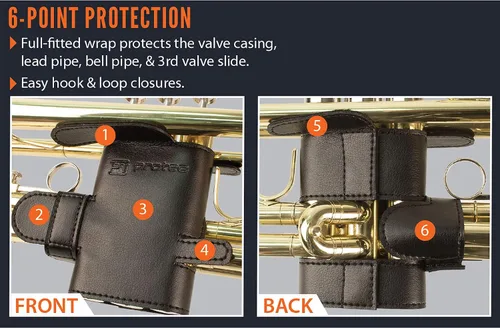 Miniatura 3 de Pro Tec L226SP - Protector de válvula de cuero de 6 puntos para trompeta