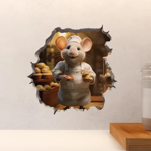 Miniatura 4 de Calcomanía de pared 3D con agujero de ratón Baker Mouse Hole
