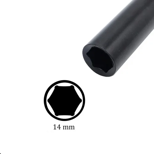 Miniatura 3 de Toma de impacto profundo de 1/2 pulgada por 0.551 in, acero CR-V tratado térmicamente de 6 pulgadas de longitud, tamaño métrico de 6 puntos